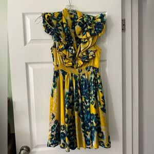 yellow and blue floral dress small